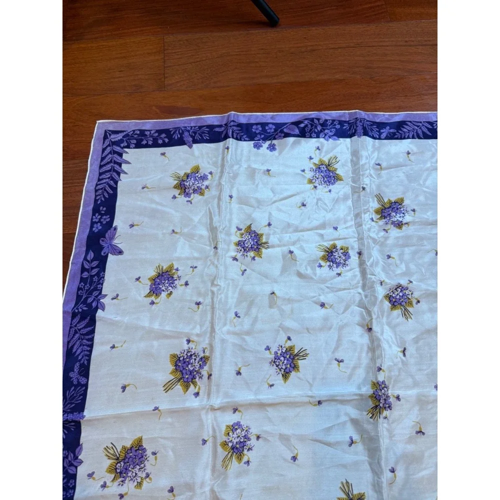 Jo Copeland‎ Floral Bouquet Scarf Coquette 1960s | Purple Cream | 35